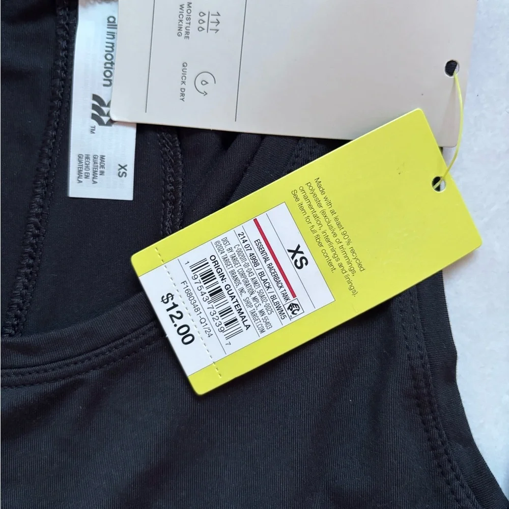 all in motion Black Semi-Fit Sleeveless Tank Moisture Wicking NWT Sizes XS and M - Picture 4 of 5